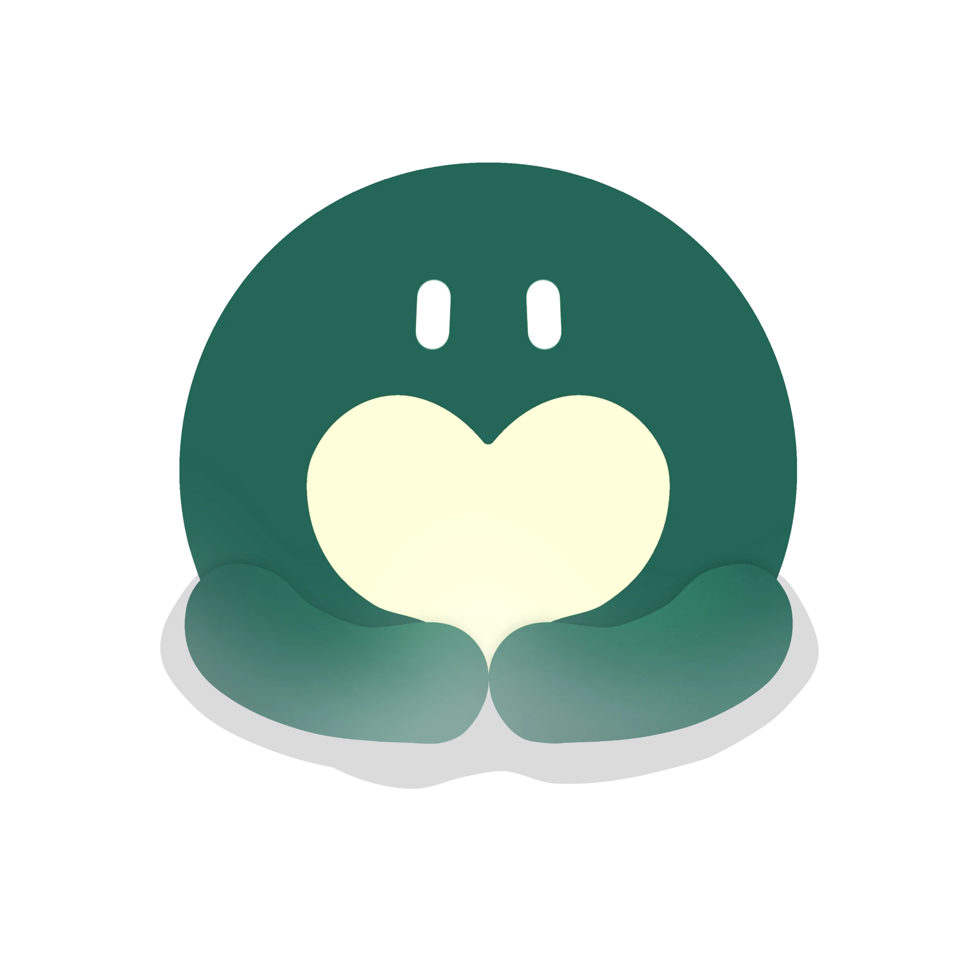 The Novethy character holding a glowing cream heart